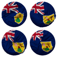 turken en caicos eilanden, tci vlag in ronde vorm geïsoleerd met vier verschillend golvend stijl, buil textuur, 3d renderen png