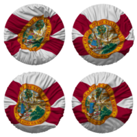 Estado do florida bandeira dentro volta forma isolado com quatro diferente acenando estilo, colisão textura, 3d Renderização png