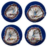 Etat de Virginie drapeau dans rond forme isolé avec quatre différent agitant style, bosse texture, 3d le rendu png