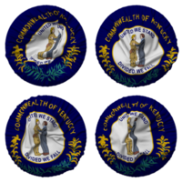 State of Kentucky Flag in Round Shape Isolated with Four Different Waving Style, Bump Texture, 3D Rendering png