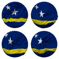 Curaçao bandeira dentro volta forma isolado com quatro diferente acenando estilo, colisão textura, 3d Renderização png