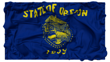 Zustand von Oregon Flagge Wellen mit realistisch stoßen Textur, Flagge Hintergrund, 3d Rendern png