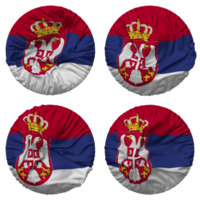 serbia bandera en redondo forma aislado con cuatro diferente ondulación estilo, bache textura, 3d representación png