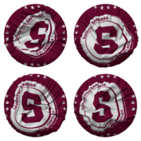 Deportivo Saprissa Flag in Round Shape Isolated with Four Different Waving Style, Bump Texture, 3D Rendering png