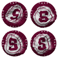 deportivo saprissa drapeau dans rond forme isolé avec quatre différent agitant style, bosse texture, 3d le rendu png