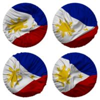 Filipinas bandeira dentro volta forma isolado com quatro diferente acenando estilo, colisão textura, 3d Renderização png