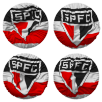 Sao Paulo Futebol Clube, Sao Paulo Football Club Flag in Round Shape Isolated with Four Different Waving Style, Bump Texture, 3D Rendering png