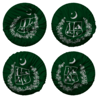 gouvernement de gilgit baltistan drapeau dans rond forme isolé avec quatre différent agitant style, bosse texture, 3d le rendu png