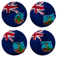 Montserrat Flag in Round Shape Isolated with Four Different Waving Style, Bump Texture, 3D Rendering png