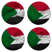 Sudan Flagge im runden gestalten isoliert mit vier anders winken Stil, stoßen Textur, 3d Rendern png