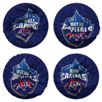 Delhi Capitals, DC Flag in Round Shape Isolated with Four Different Waving Style, Bump Texture, 3D Rendering png