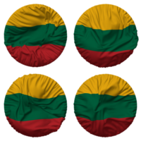 Lithuania Flag in Round Shape Isolated with Four Different Waving Style, Bump Texture, 3D Rendering png