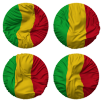 mali drapeau dans rond forme isolé avec quatre différent agitant style, bosse texture, 3d le rendu png