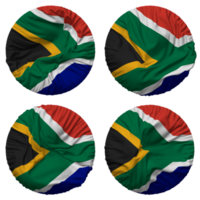 South Africa Flag in Round Shape Isolated with Four Different Waving Style, Bump Texture, 3D Rendering png