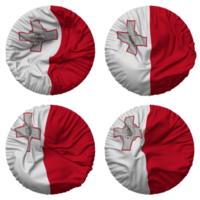 malta flagga i runda form isolerat med fyra annorlunda vinka stil, stöta textur, 3d tolkning png