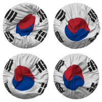sur Corea bandera en redondo forma aislado con cuatro diferente ondulación estilo, bache textura, 3d representación png