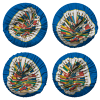 organisation de américain États, OAS drapeau dans rond forme isolé avec quatre différent agitant style, bosse texture, 3d le rendu png