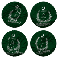 suprême tribunal de Pakistan drapeau dans rond forme isolé avec quatre différent agitant style, bosse texture, 3d le rendu png