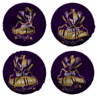 quetta gladiadores, qg bandera en redondo forma aislado con cuatro diferente ondulación estilo, bache textura, 3d representación png