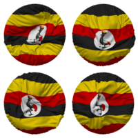 Uganda Flag in Round Shape Isolated with Four Different Waving Style, Bump Texture, 3D Rendering png