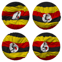 Uganda Flag in Round Shape Isolated with Four Different Waving Style, Bump Texture, 3D Rendering png