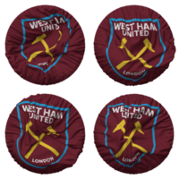 west ham Verenigde Amerikaans voetbal club vlag in ronde vorm geïsoleerd met vier verschillend golvend stijl, buil textuur, 3d renderen png