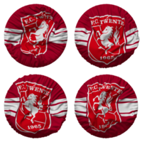 Amerikaans voetbal club twente vlag in ronde vorm geïsoleerd met vier verschillend golvend stijl, buil textuur, 3d renderen png