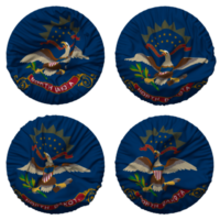 State of North Dakota Flag in Round Shape Isolated with Four Different Waving Style, Bump Texture, 3D Rendering png