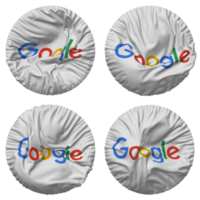 Google drapeau dans rond forme isolé avec quatre différent agitant style, bosse texture, 3d le rendu png