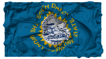 Zustand von Süd Dakota Flagge Wellen mit realistisch stoßen Textur, Flagge Hintergrund, 3d Rendern png