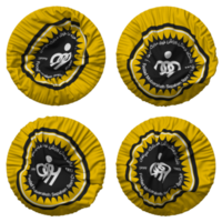 Foolad Mobarakeh Sepahan Sport Club, Sepahan SC Flag in Round Shape Isolated with Four Different Waving Style, Bump Texture, 3D Rendering png