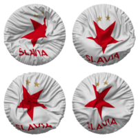 sportovni club Slavia Praga, Deportes club Slavia Praga bandera en redondo forma aislado con cuatro diferente ondulación estilo, bache textura, 3d representación png