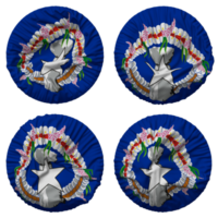 Northern Mariana Islands Flag in Round Shape Isolated with Four Different Waving Style, Bump Texture, 3D Rendering png