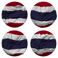 thailand flagga i runda form isolerat med fyra annorlunda vinka stil, stöta textur, 3d tolkning png