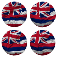 State of Hawaii Flag in Round Shape Isolated with Four Different Waving Style, Bump Texture, 3D Rendering png