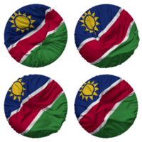 Namibia bandera en redondo forma aislado con cuatro diferente ondulación estilo, bache textura, 3d representación png