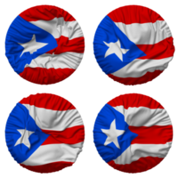 puerto rico Flagge im runden gestalten isoliert mit vier anders winken Stil, stoßen Textur, 3d Rendern png