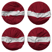 Lettonie drapeau dans rond forme isolé avec quatre différent agitant style, bosse texture, 3d le rendu png