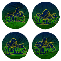 Multan Sultans, MS Flag in Round Shape Isolated with Four Different Waving Style, Bump Texture, 3D Rendering png