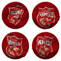 Punjab Kings, PBKS Flag in Round Shape Isolated with Four Different Waving Style, Bump Texture, 3D Rendering png