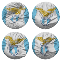 societa sportiva lazio, ss lazio flagga i runda form isolerat med fyra annorlunda vinka stil, stöta textur, 3d tolkning png