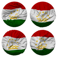 Tadzjikistan vlag in ronde vorm geïsoleerd met vier verschillend golvend stijl, buil textuur, 3d renderen png