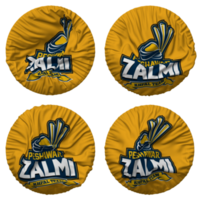 Peshawar zalmi, pz bandera en redondo forma aislado con cuatro diferente ondulación estilo, bache textura, 3d representación png
