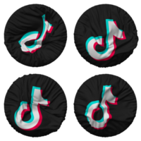 tiktok bandeira dentro volta forma isolado com quatro diferente acenando estilo, colisão textura, 3d Renderização png