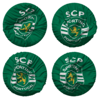 sportslig clube de Portugal, sportslig cp flagga i runda form isolerat med fyra annorlunda vinka stil, stöta textur, 3d tolkning png