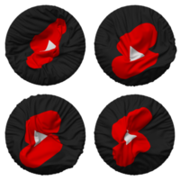 YouTube Shorts Flag in Round Shape Isolated with Four Different Waving Style, Bump Texture, 3D Rendering png