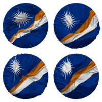 marshall öar flagga i runda form isolerat med fyra annorlunda vinka stil, stöta textur, 3d tolkning png