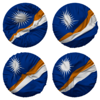 marechal ilhas bandeira dentro volta forma isolado com quatro diferente acenando estilo, colisão textura, 3d Renderização png