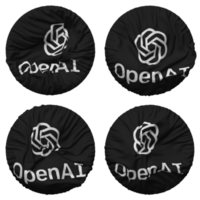 chatgpt openai flagga i runda form isolerat med fyra annorlunda vinka stil, stöta textur, 3d tolkning png