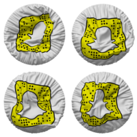 SnapChat Flag in Round Shape Isolated with Four Different Waving Style, Bump Texture, 3D Rendering png